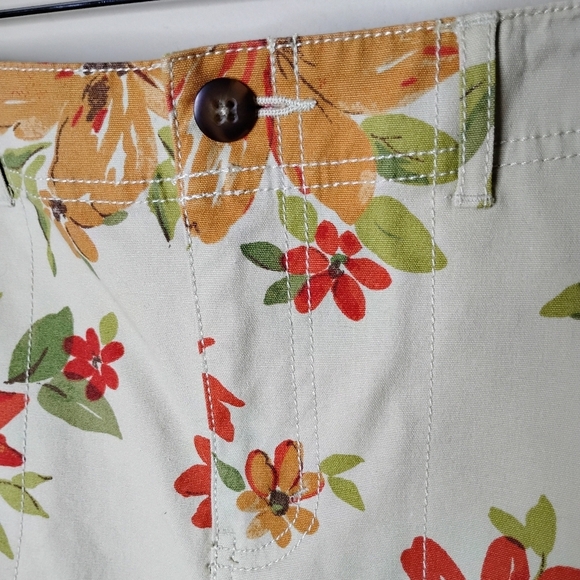 Eddie Bauer Floral Stretch Twill Mini Skirt 8P Petite Cream/Orange NWOT Pockets - Picture 6 of 11